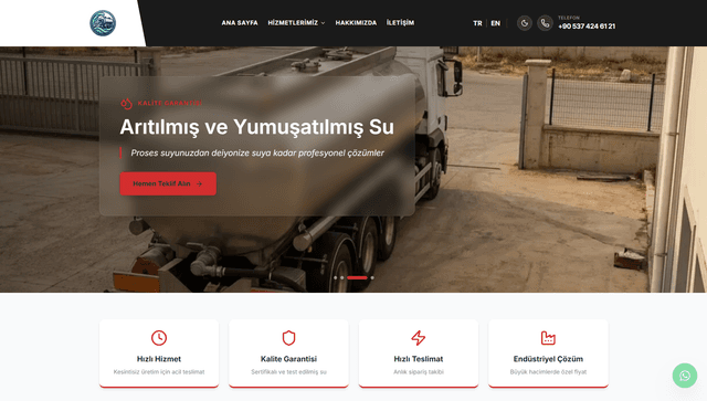 Endüstriyel Su Tedarik Kurumsal Web Sitesi